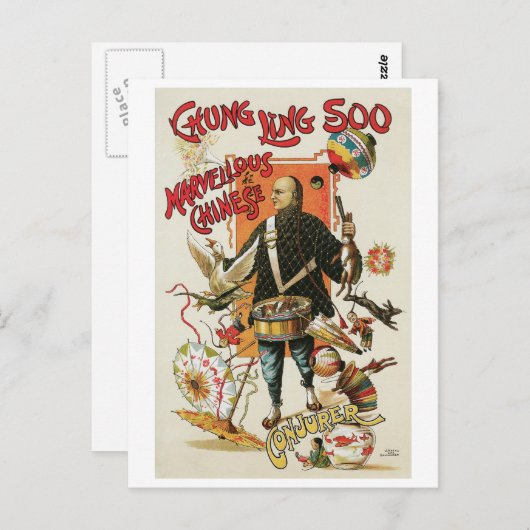 Chung Ling Soo ~  Chinese Magic Act Briefkaart (Voorkant / Achterkant)