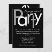 Chunky Black and White Engagement Party Uitnodigin Kaart (Voorkant / Achterkant)