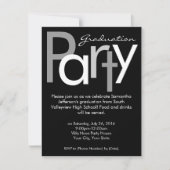 Chunky Black and White Graduparty Invitation Kaart (Voorkant)