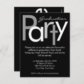 Chunky Black and White Graduparty Invitation Kaart (Voorkant / Achterkant)