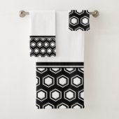 Chunky Black en White Hexagonal Pattern Bad Handdoek (Insitu)