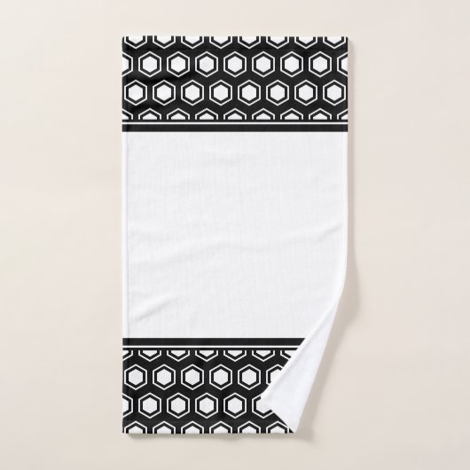 Chunky Black en White Hexagonal Pattern Bad Handdoek (Handdoek)