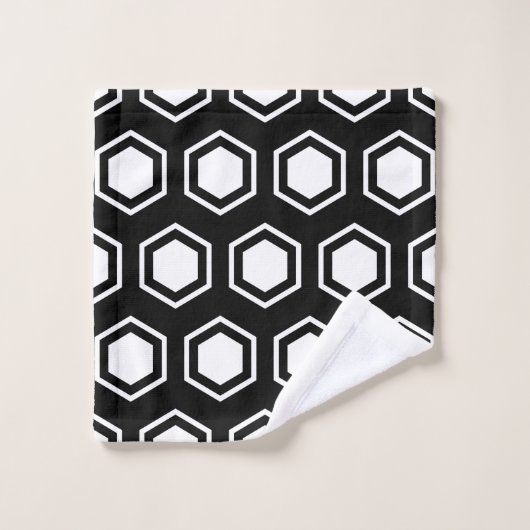 Chunky Black en White Hexagonal Pattern Bad Handdoek (Wasdoekje)