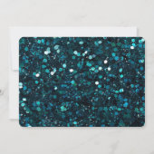 Chunky Blauwgroen Blue Faux Glitter verjaardag Kaart (Achterkant)