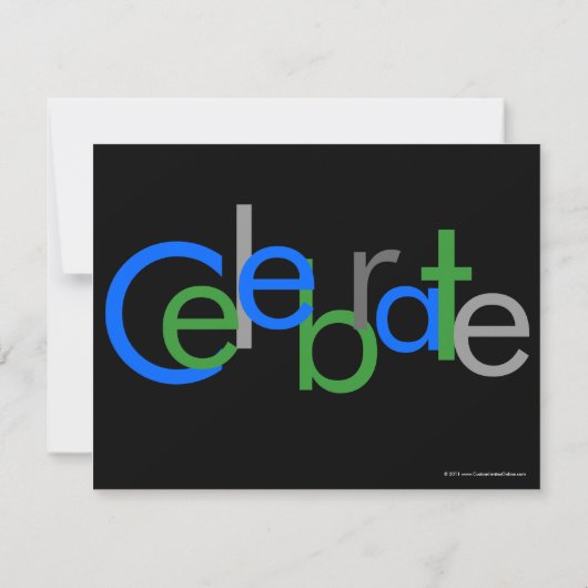 Chunky Block Blauw Zwart Verjaardagsfeestuitnodigi Kaart (Achterkant)