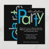 Chunky Block Blue Black Bachelor Party nodiging Kaart (Voorkant / Achterkant)