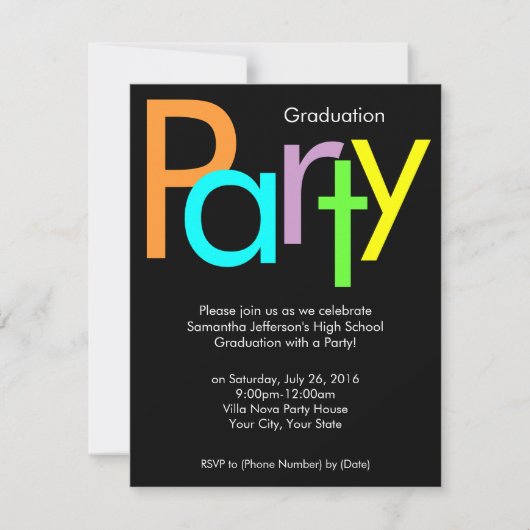 Chunky Block Colors Graduation Party Invitation Kaart (Voorkant)