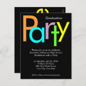 Chunky Block Colors Graduation Party Invitation Kaart (Voorkant / Achterkant)