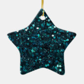 Chunky Blue Aqua Glitz Glitter Kerstnaam Keramisch Ornament (Achterkant)