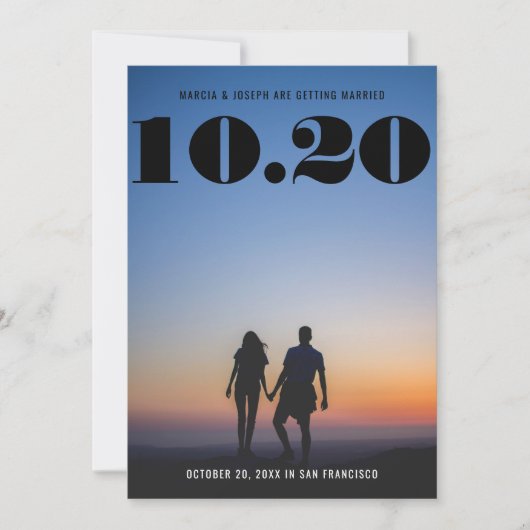 Chunky Bold Serif trouwdatum foto Save The Date (Voorkant)