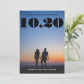 Chunky Bold Serif trouwdatum foto Save The Date (Staand voorkant)