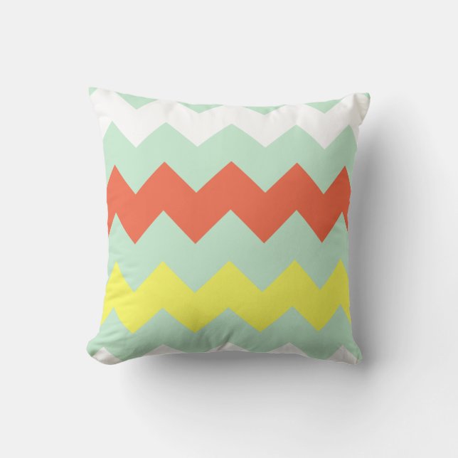 Chunky Chevron - Mint/Coral/Sunshine Kussen (Voorkant)