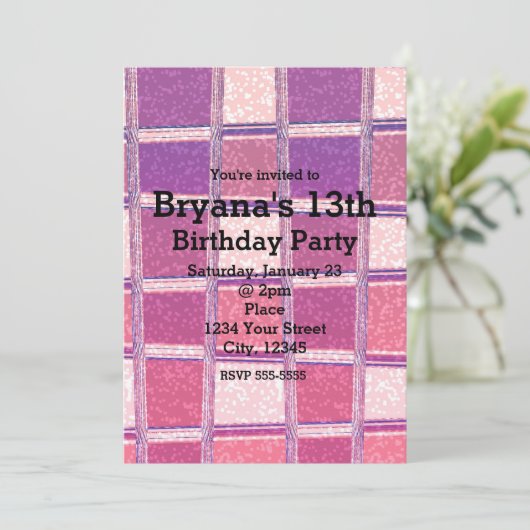 Chunky Chic Glitter Squares Glam Party Uitnodiging (Staand voorkant)