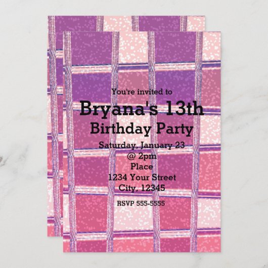 Chunky Chic Glitter Squares Glam Party Uitnodiging (Voorkant / Achterkant)