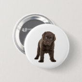 Chunky Chocolate Labrador Puppy Ronde Button 5,7 Cm (Voorkant /achterkant)