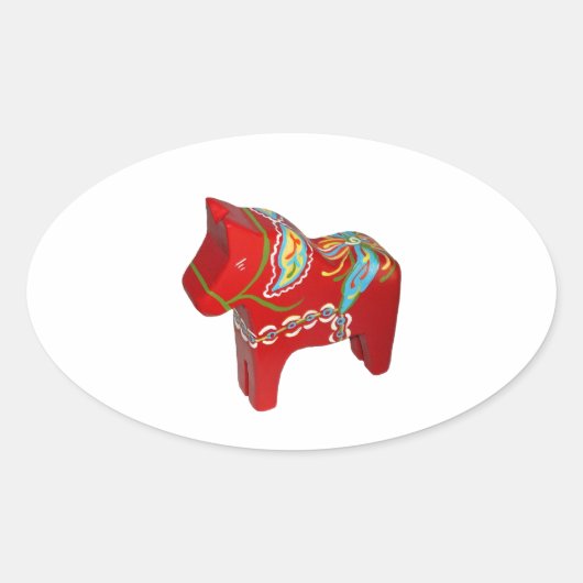 Chunky Dala Horse Oval Sticker (Voorkant)