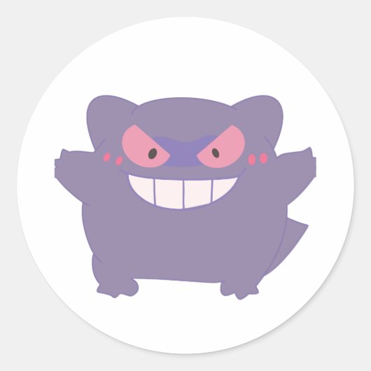 Chunky Gengar Ronde Sticker (Voorkant)