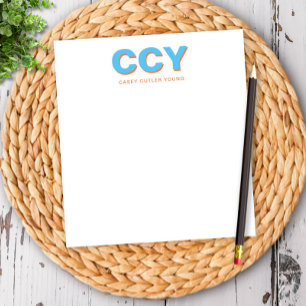 Chunky Initialen Blue en Oranje persoonlijke Notitieblok