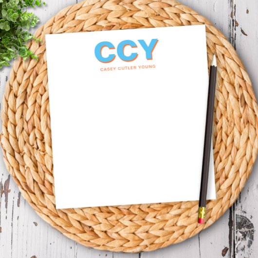 Chunky Initialen Blue en Oranje persoonlijke Notitieblok