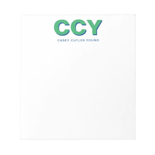Chunky Initialen Groen en Blauw Gepersonaliseerd Notitieblok (Voorkant)