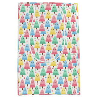 Chunky Kawaii Pastel Dennenbomen Naadloos Inpakpap Medium Cadeauzakje