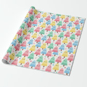 Chunky Kawaii Pastel Pine Trees Seamless Wrapping  Cadeaupapier (Uitgerold)