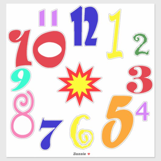 Chunky kleurrijke eigenzinnige leuke nummers 1 - 1 sticker (Vel)