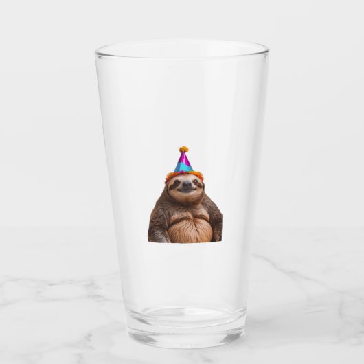 Chunky luiaard verjaardagsfeesthoed cadeau grappig glas (Voorkant)
