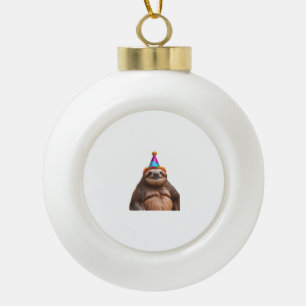 Chunky luiaard verjaardagsfeesthoed cadeau grappig keramische bal ornament
