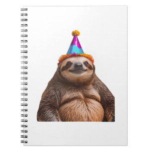 Chunky luiaard verjaardagsfeesthoed cadeau grappig notitieboek