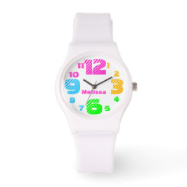 Chunky Neon Numbers Vrouwen White Watch Horloge