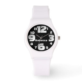 Chunky Nummers Zwart en Wit Horloge