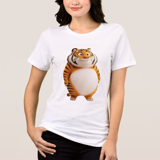 Chunky Orange Tiger Tee | Cute Round Zodiac Tiger  Tri-Blend Shirt (Voorkant)