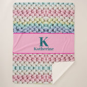 Chunky Pastel Knit Monogram Custom Name Gift Sherpa Deken (Voorkant)