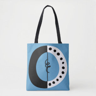 Chunky Ring Zwart Wit en Blauw Canvas tas