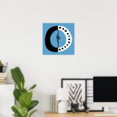 Chunky Ring Zwart Wit en Blauw Poster Wall Art (Thuiskantoor)