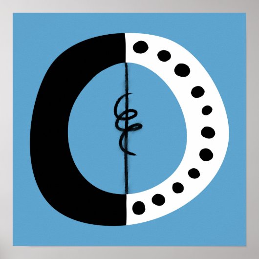 Chunky Ring Zwart Wit en Blauw Poster Wall Art (Voorkant)