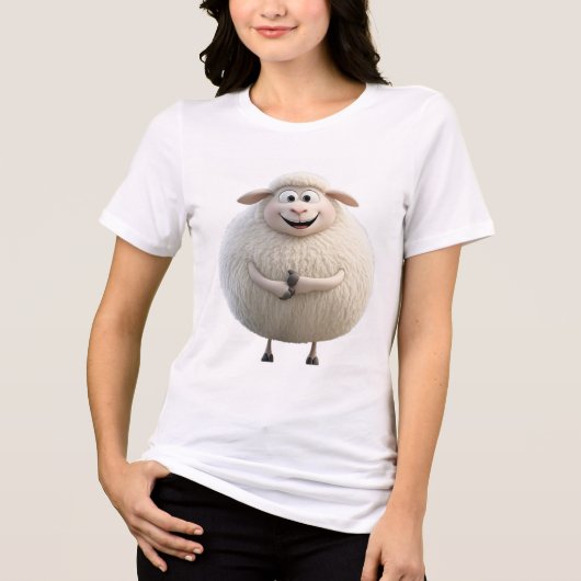Chunky Round Sheep Tee | Cute Zodiac Geitengrafiek Tri-Blend Shirt (Voorkant)