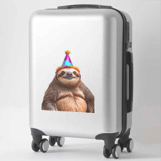 Chunky Sloth birthday party hat gift funny meme pr Sticker (Koffer)
