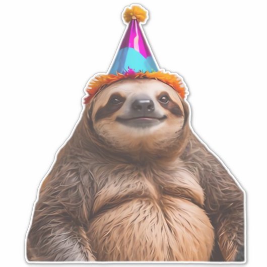 Chunky Sloth birthday party hat gift funny meme pr Sticker (Voorkant)