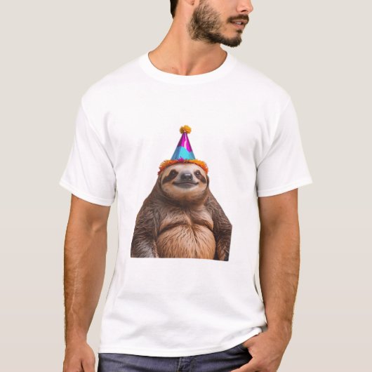 Chunky Sloth birthday party hat gift funny meme pr T-shirt (Voorkant)