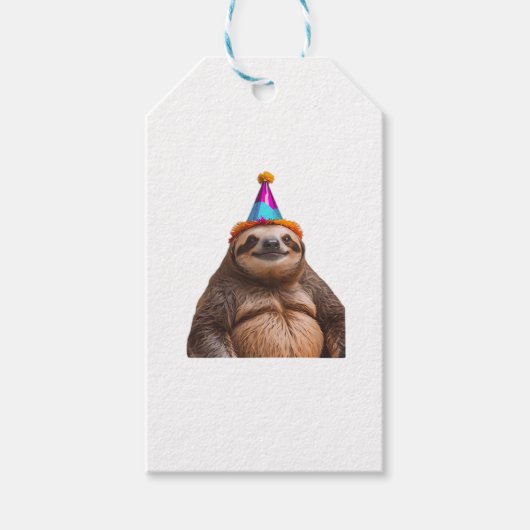 Chunky Sloth verjaardagsfeestje pet cadeau grappig Cadeaulabel (Voorkant)