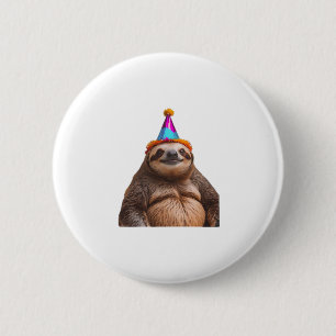 Chunky Sloth verjaardagsfeestje pet cadeau grappig Ronde Button 5,7 Cm