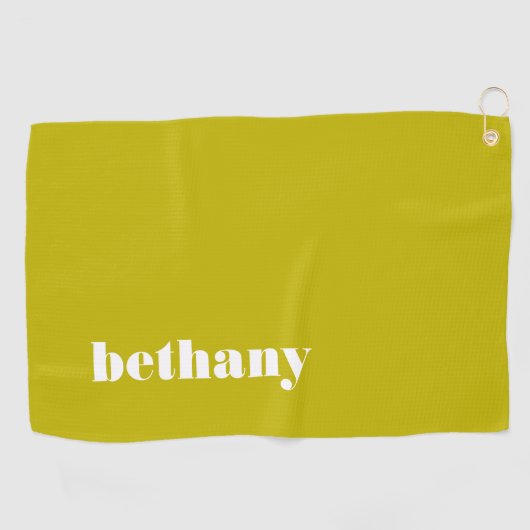 Chunky Typography Monogram Chartreuse Golfhanddoek (Horizontaal)