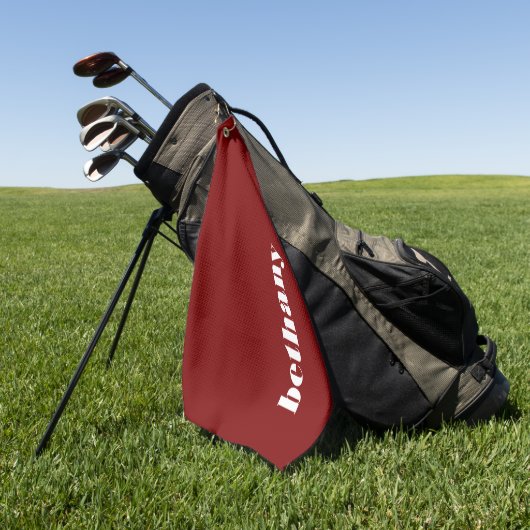 Chunky Typography Monogram Naam Bourgogne Golfhanddoek (Groen)