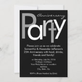 Chunky Zwart / Wit Jubileum Party Invitation Kaart (Voorkant)