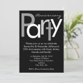 Chunky Zwart / Wit Jubileum Party Invitation Kaart (Staand voorkant)