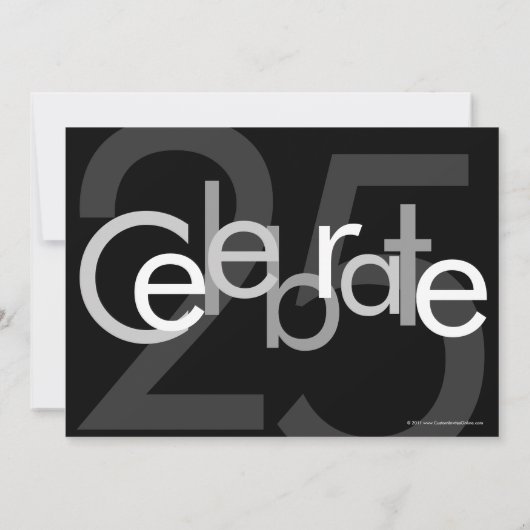 Chunky Zwart / Wit Jubileum Party Invitation Kaart (Achterkant)