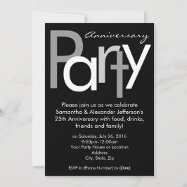 Chunky Zwart / Wit Jubileum Party Invitation Kaart