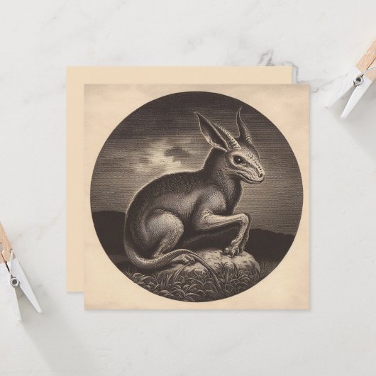 Chupacabra Antiek illustratie horror Kaart (Voorkant / Achterkant in situ)